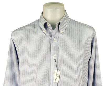 BROOKS BOTHERS REGENT Herren blau L/S ABENDHEMD BÜGELFREI - 17'' - XL - UVP 119£