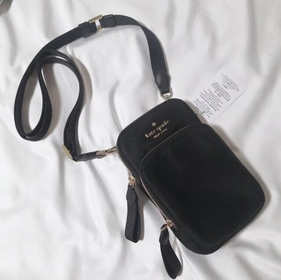 New Kate Spade Chelsea North South Zip Phone Crossbody Black KC636