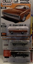 Lot 3Auto World Johnny Lightning 1:64 Plymouth Diecast Cars - Limited Edition
