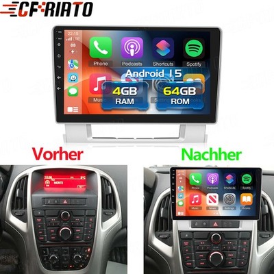 9'' 4+64GB Android 15 Autoradio Carplay Für Opel Astra J 2010-2014 Buick Verano