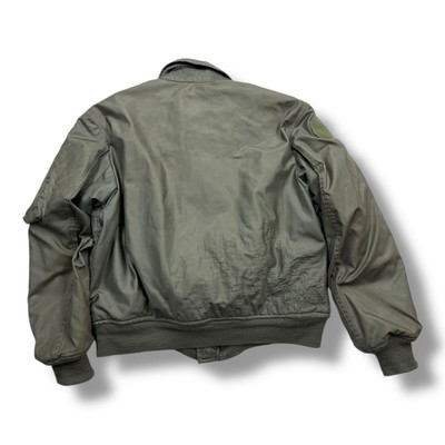 Vintage Cwu 45 Cold Weather Flight Jacket Large Green Thrashed