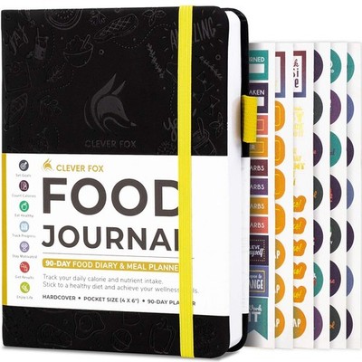 Clever Fox Food Journal Pocket - Daily (4.0'' x 5.5''), Black 