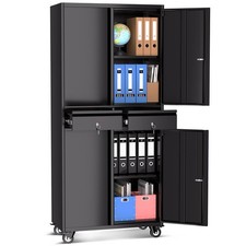Metal Storage Cabinet for Garage with Drawer ,Lockable Door ,Adjustable Shelves
