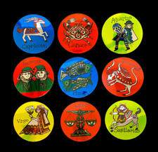  1 5" ASTROLOGY HOROSCOPE ZODIAC LRG RARE VINTAGE sticker decal FOIL METALLIC