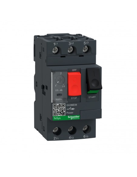 Disjoncteur moteur TeSys GV2ME Schneider 2,5 à 4A 3P de déclencheur magnéto-thermique