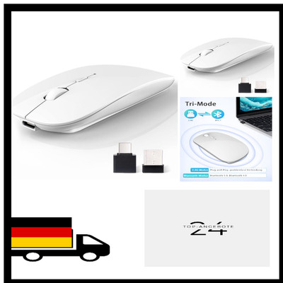 Kabellos Bluetooth Maus with USB-C-Adapter wiederaufladbare Leise Mini Maus