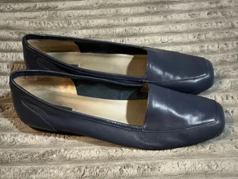 ARRAY Navy Blue Leather FREEDOM LOAFERS FLATS SHOES Classic 10.5 N NARROW EUC! - Image 3 of 4