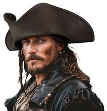 Pirate Hat for Women  Men Colonial Tricorn Halloween Adult Revolutionary war...