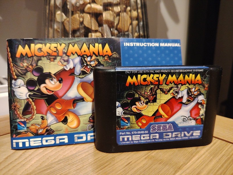 Vintage Sega Mega Drive Mickey Mania PAL Cartridge & Manual Disney