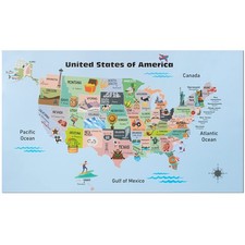 Kids United States Map Educational Poster 14.5  x 24.6  Learning Cha