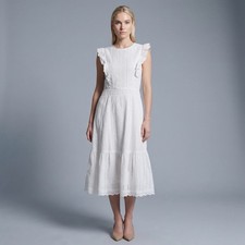 Ecowish White Midi Length Sleeveless Tea Dress Size L