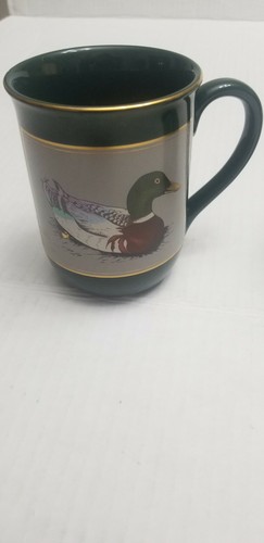 Otagiri Mallard Duck on Dark Green Mug Gilded Edge for Gibson Greeting Cards - Picture 8 of 9