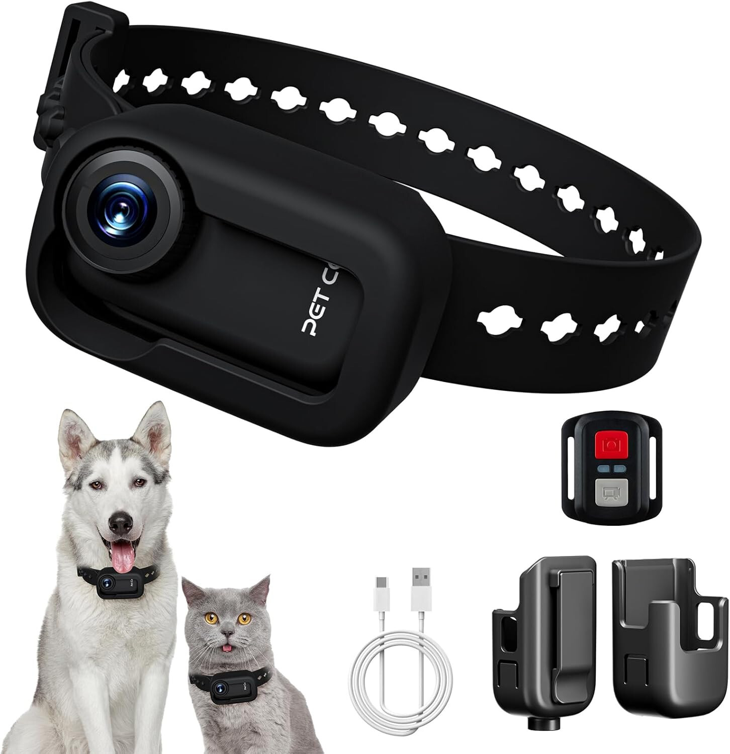 Pet 4K Camera Collar w/64GB SD Card W/Remote Magnetic Dog Cat Pet Nanny Camera