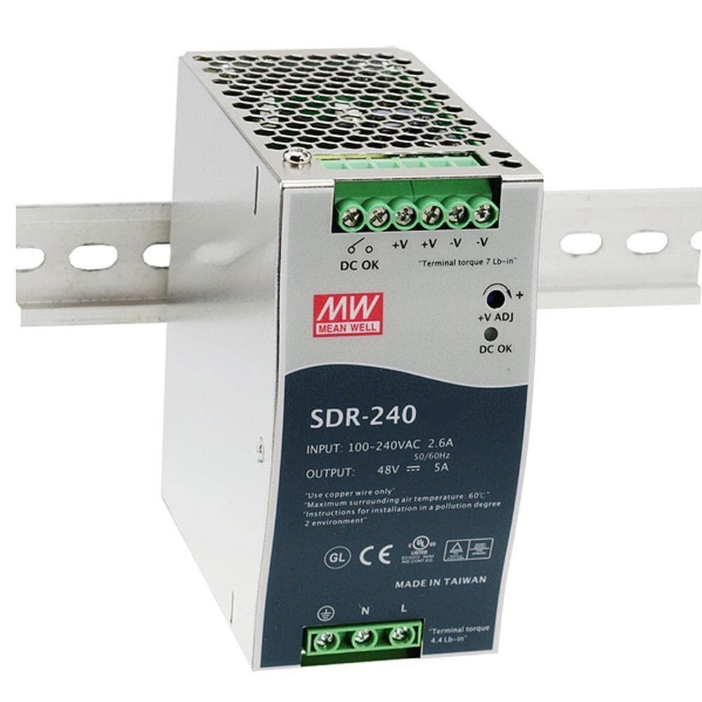 SDR- 240 Mean Well Alimentatore guida Din 230W, Ingresso 88 ~ 264VAC Tensioni 48
