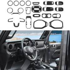 23PCS Full Set Interior Cover Trim Kit for Jeep Wrangler JL JT 18+ Carbon Fiber