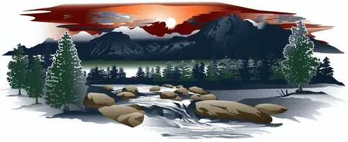 1 RV TRAILER CAMPER MOUNTAIN SCENE DECAL GRAPHIC -930