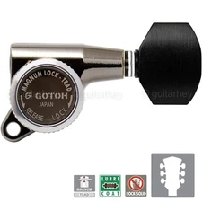 NEW Gotoh SG381-EN07 MGT Locking Tuners L3+R3 EBONY Buttons 3x3 - COSMO BLACK