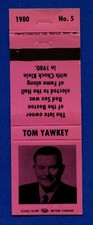 1980 Liberty Pink Matchcover TOM YAWKEY Boston Red Sox Owner