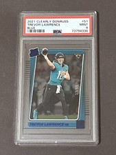 2021 Clearly Donruss Trevor Lawrence #51 Rated Rookie RC Blue 17/99 PSA 9 MINT