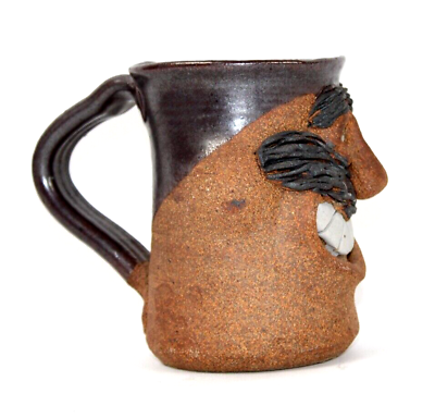 Ugly Face Pottery 3D Man With Mustache Mug – Mug Barista