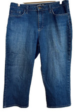 Riders by Lee Mid Rise Capri Jeans Dark Blue Stretch Denim W34xL20.5 Women Sz 14