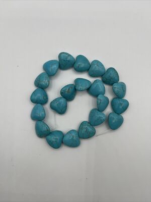 21 Blue Turquoise Heart Shaped Beads Jewelry Making Crafts