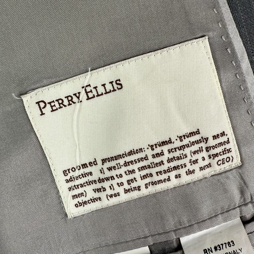 Perry Ellis Suit Mens 44L Gray Pinstripe 2 Button Performance Wool Pants 40x31 - Picture 9 of 21