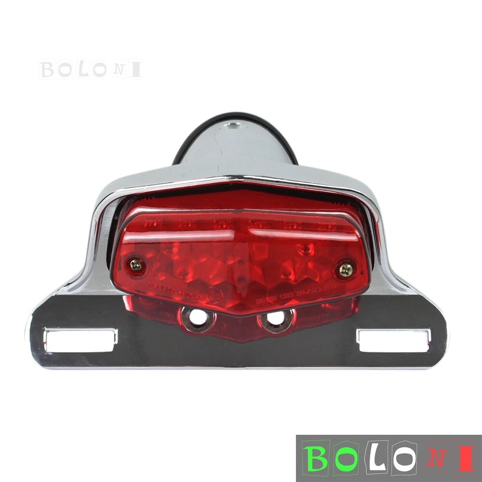 Chrome LED Brake Tail Light Lucas Style Rear License Plate Light For Cafe Racer - Изображение 3 из 4