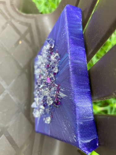 ~Purple and Blue~🤍Glitter, Crushed/Broken Glass, Canvas Painting Abstract Art⭐️ - Picture 3 of 6