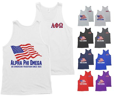 Alpha Phi Omega Fraternity Bella+Canvas Tank Top American USA Flag Shirt