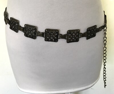 Vintage italienischer Bronze Metall filigran Glieder Buch Kette Gürtel | S M