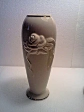 Lenox Vintage Ivory Vase with Embossed Roses and Ribbons