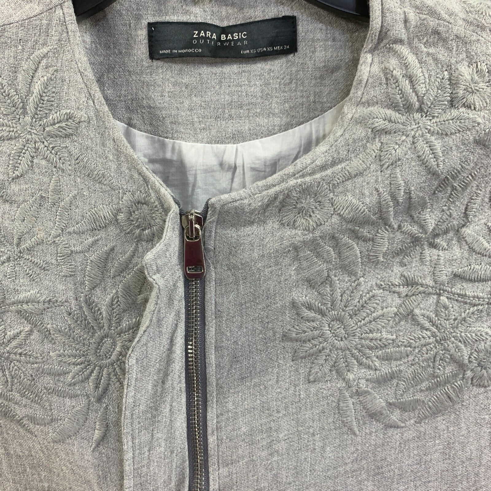 Zara Basic Jacket Shacket Wool Blend Embroidered … - image 2