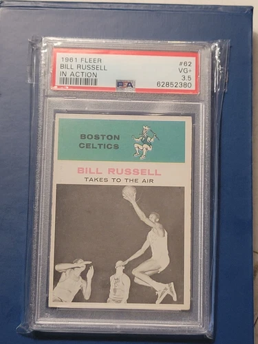 1961-62 Fleer Basketball Bill Russell In Action IA #62 HOF ~~ PSA 3.5 ~~ sharp