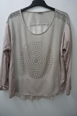 Tredy Tunika Strick Shirt  / Beige Rosa/Glitzer/  Gr  3  / 44-46-48 gut erhalten