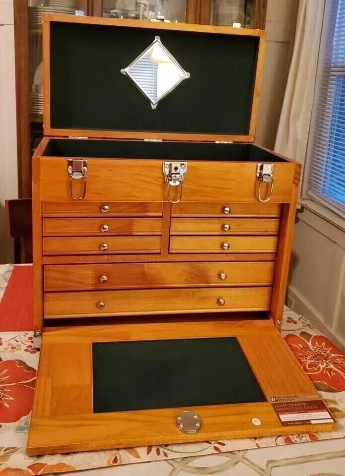 Hardwood Cabinet 8 Drawer Machinist Wooden Tool Chest Wood Cabinet
