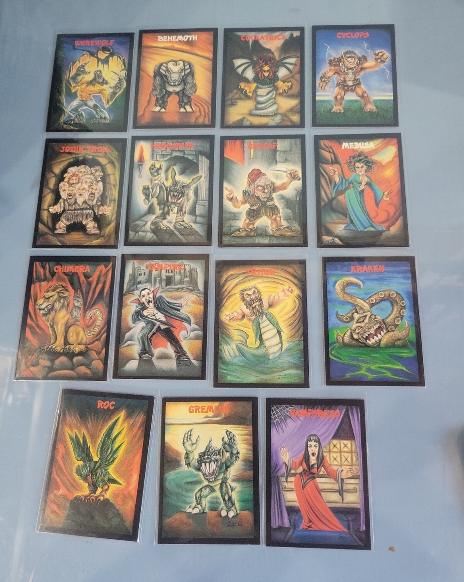 Monster in my Pocket 15 Trading Cards #3,4,7,8,10,11,12,23,25,26