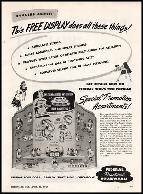1949 Federal Tool Chicago IL Practical Housewares Store Display Vintage Print Ad