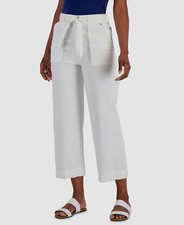 79 Tommy Hilfiger Women's White Waist Tie Wide Leg Utility Pants Size 16