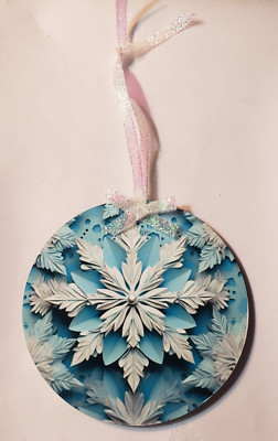 Christmas Snowflake Holiday Two Sided Blue/White Ornament
