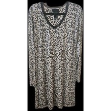 Cynthia Rowley Dress Womens Large Long Sleeve Boho Floral Lace Comfy Black/White