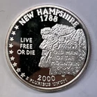 2000 New Hampshire Statehood Large Quarter .999 Fine Silver 1 Troy Ounce Coin