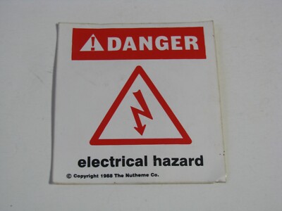 1x Danger Electric Hazard Shock Power Lines Death Sticker Decal 1988 Nutheme Co.