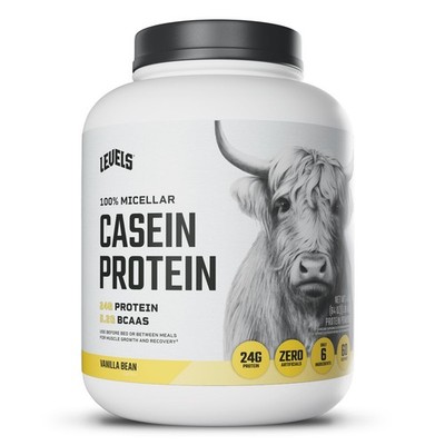 Protein Powder 100% Micellar Casein 4LB Vanilla Bean Hormone Free Levels