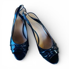 HERMES US Duty Paid Leather Women Black Open Toe Sandal Heel 2.8in Size 37 US6.5