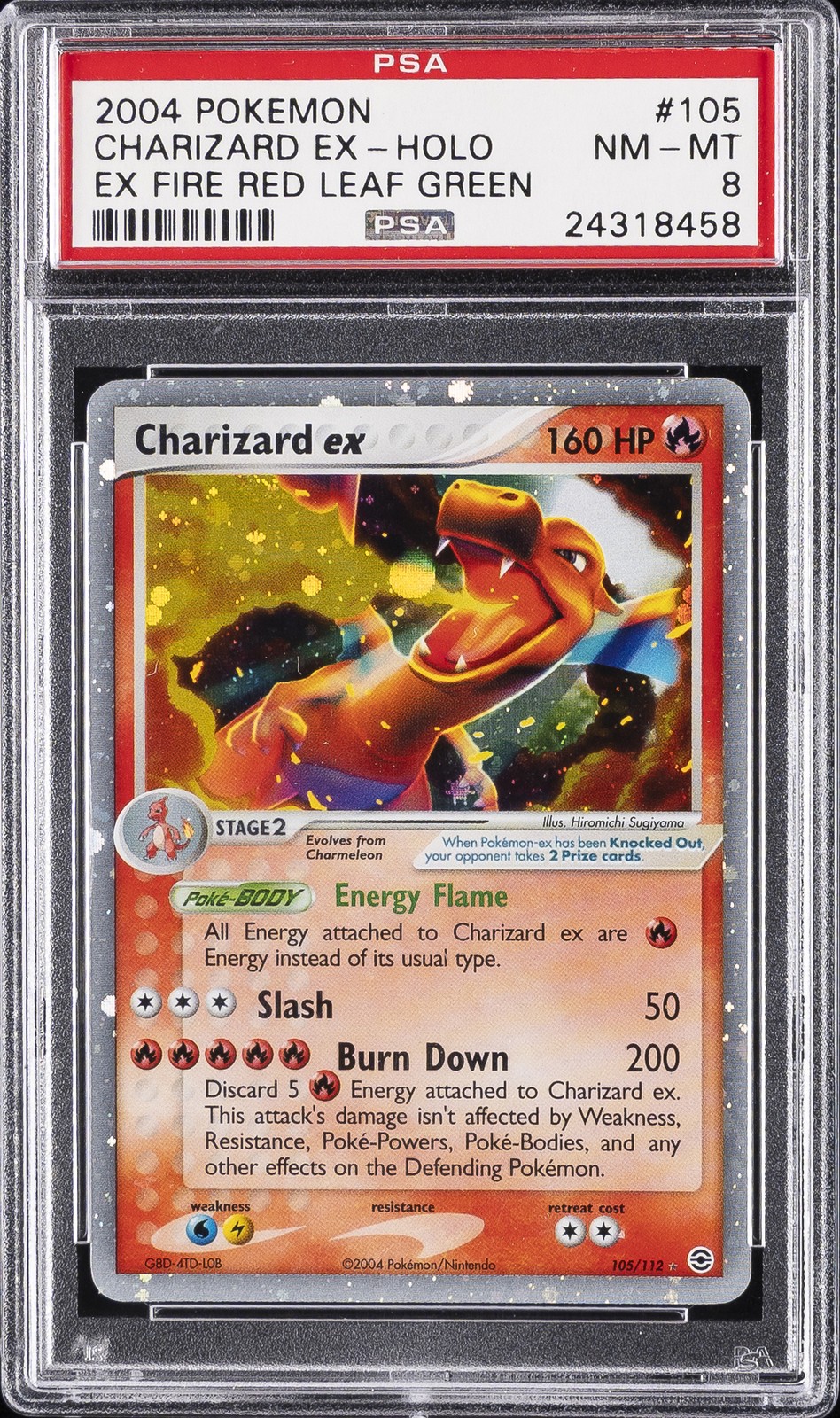 2004 POKEMON EX FIRE RED & LEAF GREEN #105 CHARIZARD EX-HOLO PSA 8