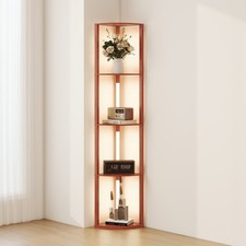 HOMCOM Lampada da Terra Angolare con Luce LED Bianco Caldo Dimmerabile, Marrone
