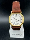 Seiko Watch Men's White Dial Gold Plated Octagon 30mm 2628-5040 New Battery!