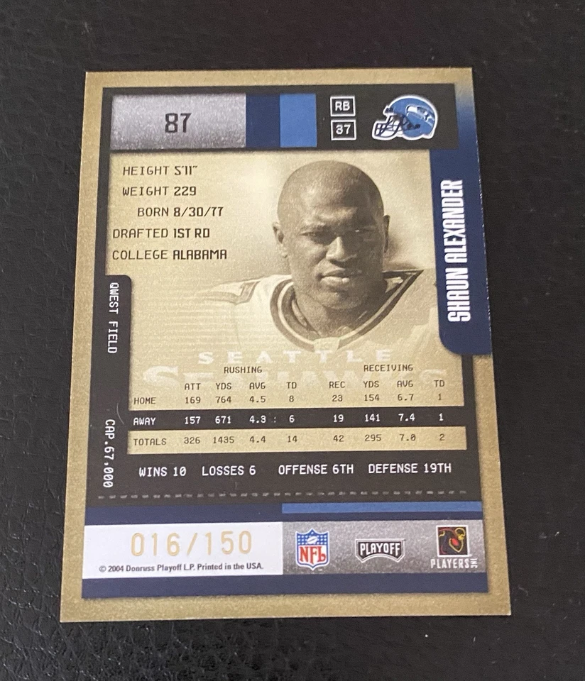 2004 Playoff Contenders Playoff Ticket 016/150 Shaun Alexander #87 Seahawks - Image 2 of 2