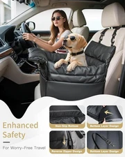 Dog Car Seats for Small Dogs: Safe & Soft Travel Booster with Safety Leash 